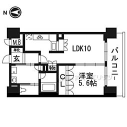 リーガル京都河原町五条2 1LDKの間取図画像