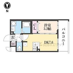 ファステート京都ステーションウォズ 1DKの間取図画像
