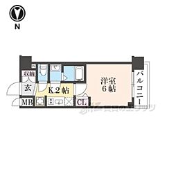 プレサンス十条凛華 1Kの間取図画像