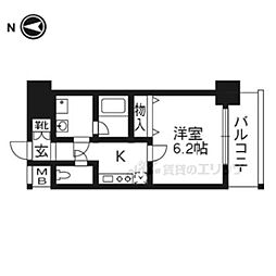アスヴェル京都外大前 1Kの間取図画像
