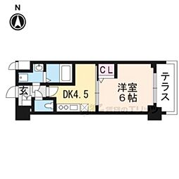 アクアプレイス京都三条朱雀 1DKの間取図画像