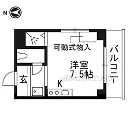 エスポワール里西 ワンルームの間取図画像