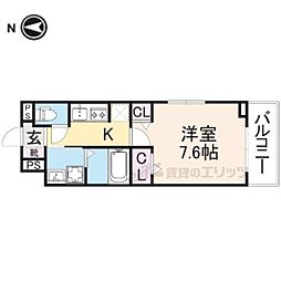 京楽 1Kの間取図画像