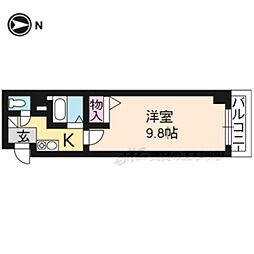 ビクトワール二条 1Kの間取図画像