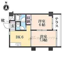 エンブレム城南宮 2DKの間取図画像