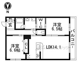 神楽グレース上桂 2LDKの間取図画像