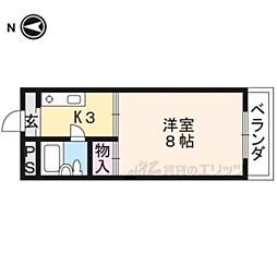 フレンズ墨染 1Kの間取図画像