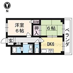 グリーンベル1号館 2DKの間取図画像