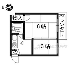 ハイツ桂南 2Kの間取図画像