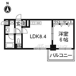 プラネシア星の子四条烏丸 1DKの間取図画像