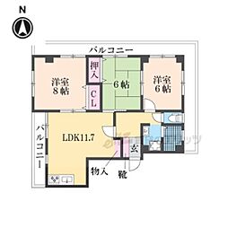 Progress北野 3LDKの間取図画像