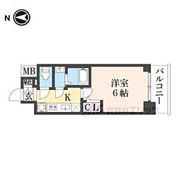 エステムコート京都梅小路公園 1Kの間取図画像