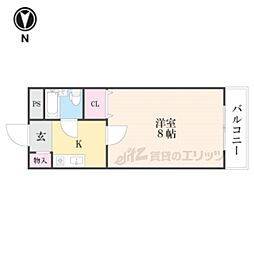 エクセレント丸太町 ワンルームの間取図画像