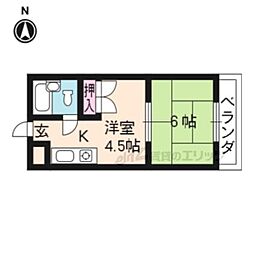 エクセル竹田 1DKの間取図画像
