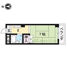 サーライシカワ 1Kの間取図画像