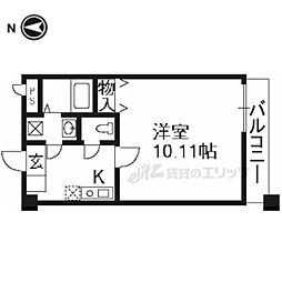 エリーフラッツ上桂 1Kの間取図画像
