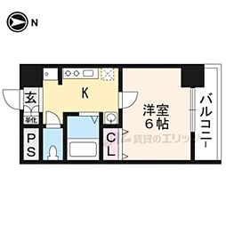 UnCastello西院 1Kの間取図画像