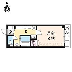 グランコスモ鴨川 1Kの間取図画像