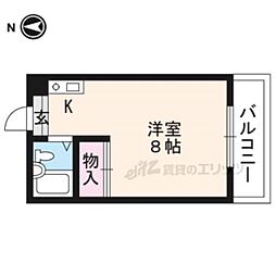 鞘町フラッツ 1Kの間取図画像