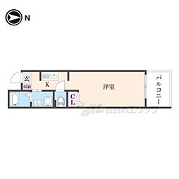 京都地下鉄東西線 二条城前駅 徒歩7分の賃貸マンション 4階ワンルームの間取り