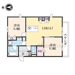 Maison Lotus Toji 2LDKの間取図画像