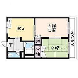 メゾンパ・ドゥ・ドゥー 2DKの間取図画像