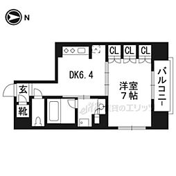 イーグルコート烏丸御池ルミエ 1DKの間取図画像