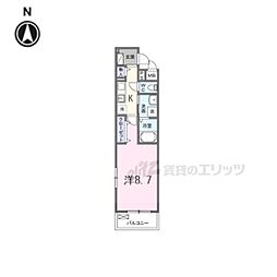クレール蒼天 1Kの間取図画像
