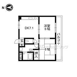 上阿達谷口マンション 2DKの間取図画像