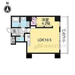 モンドール西院 1LDKの間取図画像