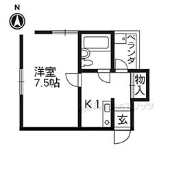 桃山ハイツ 1Kの間取図画像