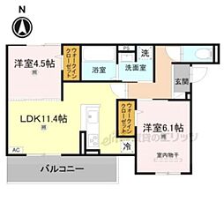 スペチアーレくいな橋 2LDKの間取図画像
