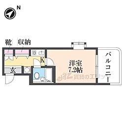 デトム・ワン城南宮道 1Kの間取図画像