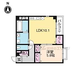 Le・佐女牛井 1LDKの間取図画像