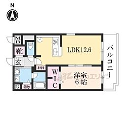KCCフラット西京極 1LDKの間取図画像