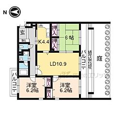 パインフィールド桂 3LDKの間取図画像