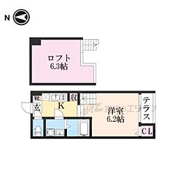 ハーモニーテラス東野 1Kの間取図画像