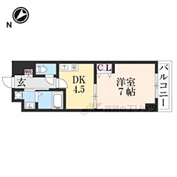 エス・キュート京都下鴨東 1DKの間取図画像