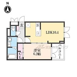 ケー・エヌ・ハーモニー 1LDKの間取図画像