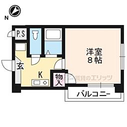 メゾン,ショウエイ 1Kの間取図画像