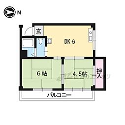 ロイヤルマンション 2階2DKの間取り