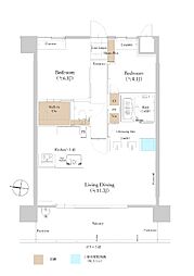 ウメキタテラス 2LDKの間取図画像