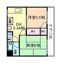 マンション仁 2DKの間取図画像