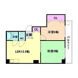 シティコート福島 2LDKの間取図画像