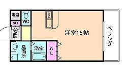 グレイスかけ橋 ワンルームの間取図画像