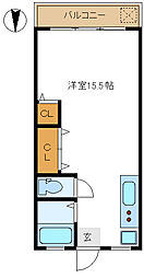 K.ハウス ワンルームの間取図画像