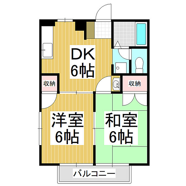 長野県松本市波田(賃貸アパート2DK・2階・40.04㎡)の写真 その2