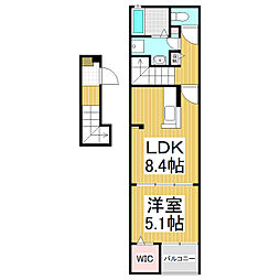 JR大糸線 島内駅 徒歩9分の賃貸アパート 2階1LDKの間取り