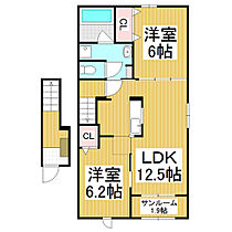 長野県北安曇郡松川村（賃貸アパート2LDK・2階・62.70㎡） その2