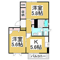 ディアスニートB棟  ｜ 長野県松本市大字島内（賃貸アパート2K・1階・42.48㎡） その2